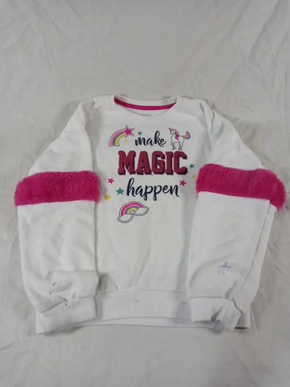 4 Girls Cute White Graphic Design Sweatshirt Kids Clothes Bundle in Good Cond